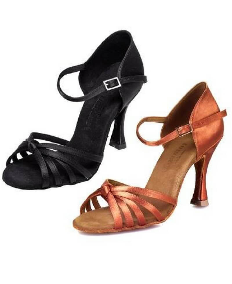 Zapatos de baile latino de mujer tipo sandalia básico con tiras